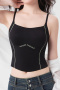 sexy slight stretch 4 colors letter printing padded bras(size run small)_Black