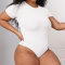 high stretch 5 colors solid color crew neck shapewear_Black_White