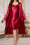 casual plus size non-stretch solid color dress and robe set with belt sleepwear_Black_Pink_Red