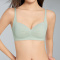sexy slight stretch solid color shirring traceless padded bras(asia size)_Black_Light Green