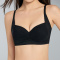 sexy slight stretch solid color shirring traceless padded bras(asia size)_Black
