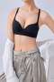 sexy slight stretch gather traceless padded bras(asia size)_Black