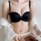 sexy slight stretch 4 colors gather padded bras(size run small)_Black