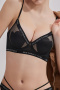 stretch stitching mesh letter printing with underwire padded bras(asia size)_Black
