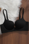 sexy slight stretch solid color gather padded bras(asia size)_Black