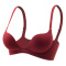sexy slight stretch solid color gather padded bras(asia size)_Black_Rose Red
