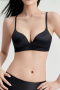 sexy slight stretch cross sling thin breathable lifting and gathering bra_Black
