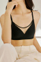 sexy high stretch thin breathable soft comfort lifting and gathering bra_Black