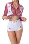 sexy slight stretch with belt three-piece set cheerleading costumes_Red