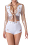 sexy slight stretch with belt three-piece set cheerleading costumes_Red_Blue_Gold