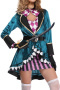 plus size three-piece set pirate costumes(with hat&belt&gloves&neck ring)_Magenta_Blue