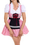 non-stretch 3 colors lattice printing oktoberfest costumes_Red