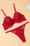 sexy slight stretch lace 3 colors with underwire gather padded bras sets_Black_White_Rose Red