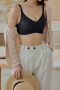 plus size slight stretch 4 colors traceless padded bras(asia size)_Black