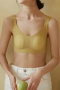 plus size slight stretch gather traceless padded bras(asia size)_Black_Gray_Yellow
