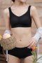 plus size slight stretch gather traceless padded bras(asia size)_Black