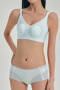 plus size slight stretch gather traceless breathable padded bras(asia size)_Black_Gray_Sky Blue
