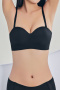 sexy slight stretch 4 colors removable straps gather padded bras(asia size)_Black
