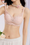 plus size slight stretch lace 5 colors gather padded bras(asia size)_Black_Gray_Pink