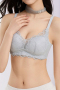 plus size slight stretch lace 5 colors gather padded bras(asia size)_Black_Gray