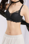 plus size slight stretch lace 5 colors gather padded bras(asia size)_Black