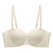 sexy slight stretch 5 colors gather front buckle padded bras(asia size)_Black_Light Green_Sky Blue_Beige