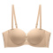 sexy slight stretch 5 colors gather front buckle padded bras(asia size)_Black_Light Green_Sky Blue_Beige_Nude