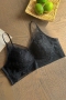 sexy slight stretch mesh stitching lace padded bras(asia size)_Black