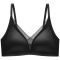 sexy slight stretch mesh edge 4 colors traceless padded bras(asia size)_Black