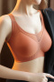 plus size slight stretch stitching mesh gather padded bras(size run small)_Black_Gray_Orange