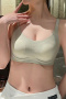 sexy plus size slight stretch soft traceless padded bras(asia size)_Black_Light Green