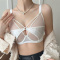 plus size stretch 5 colors stitching mesh with underwire bralettes(asia size)_Black_White