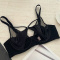 plus size stretch 5 colors stitching mesh with underwire bralettes(asia size)_Black