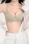plus size slight stretch glossy gather padded bras(asia size)_Black_Gray