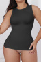 sexy high stretch 3 colors crew neck solid color shapewear_Black