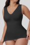 sexy high stretch 3 colors v-neck solid color shapewear_Black