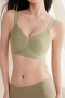 plus size slight stretch contrast color traceless padded bras(asia size)_Dark Green
