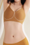 plus size slight stretch contrast color traceless padded bras(asia size)_Dark Green_Beige_Brown