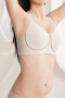 plus size slight stretch contrast color traceless padded bras(asia size)_Dark Green_Beige