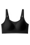 plus size slight stretch solid color traceless padded bras(asia size)_Black