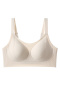 plus size slight stretch solid color traceless padded bras(asia size)_Black_Gray_Pink_Beige