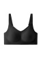 plus size slight stretch solid color soft traceless padded bras(asia size)_Black
