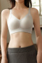 plus size slight stretch traceless soft padded bras(asia size)_Black_Gray