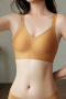 plus size slight stretch traceless soft padded bras(asia size)_Black_Gray_Orange