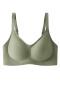 plus size slight stretch traceless padded bras(aisa size)_Black_White_Gray_Red_Dark Green