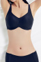 sexy slight stretch 5 colors shirring traceless padded bras(asia size)_Black