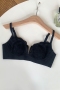 sexy slight stretch stitching lace soft breathable padded bras_Black