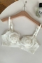 sexy slight stretch stitching lace soft breathable padded bras_Black_White