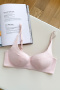 sexy slight stretch 6 colors solid color gather padded bras(no underwire)_Black_White_Pink