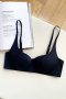 sexy slight stretch 6 colors solid color gather padded bras(no underwire)_Black